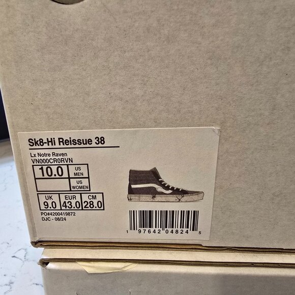 Vans x Notre Sk8 Hi Reissue 38 Lx Notre Raven Grey VN000CR0RVN MENS 10 NEW RARE - Picture 9 of 9